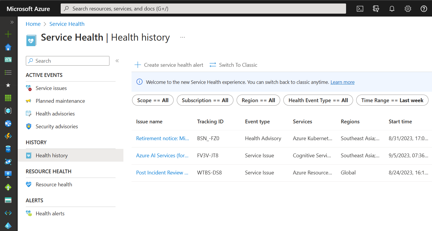 Azure Service Health