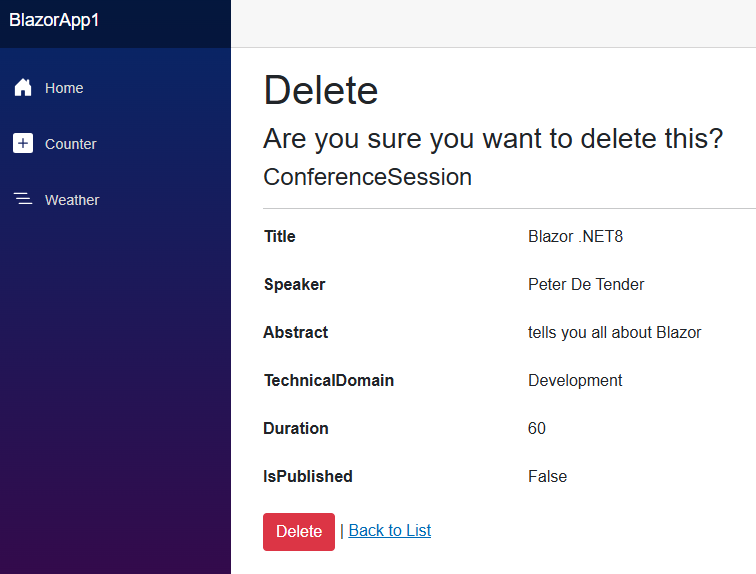 Delete DB Record