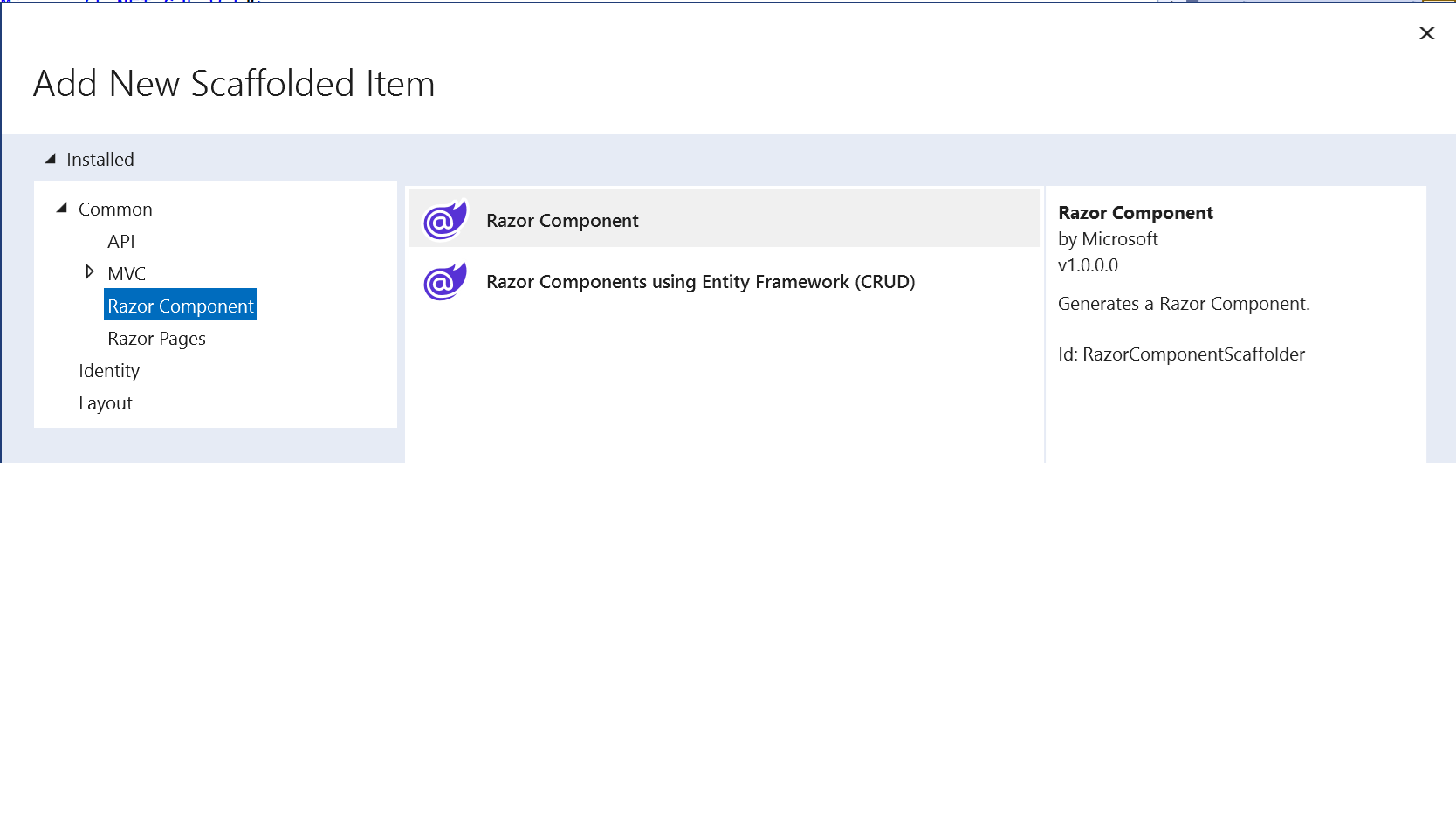 Add New Scaffolded Item