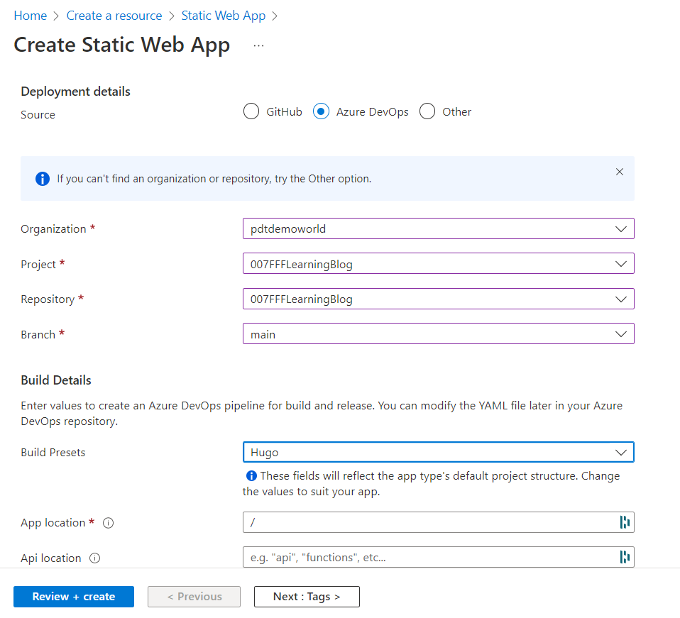 Deploy Static Web Apps