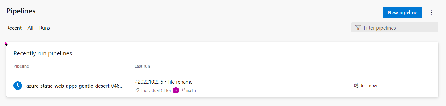 New pipeline trigger