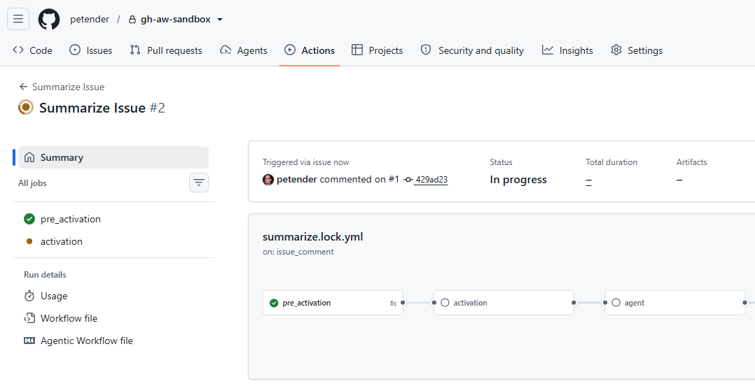 summarize Actions workflow triggered