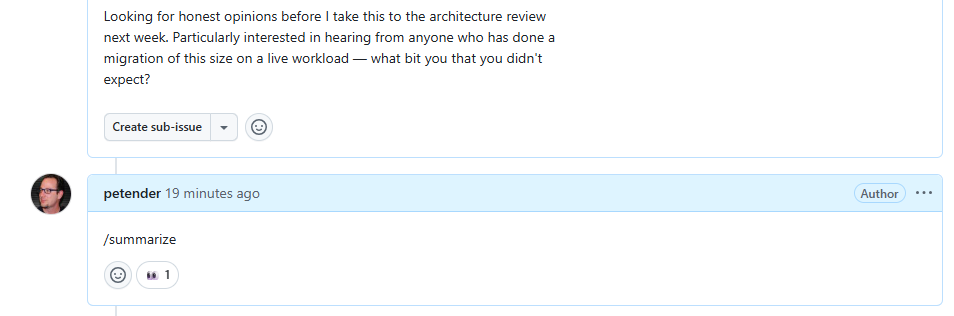 Issue gets comment about the summarize flow