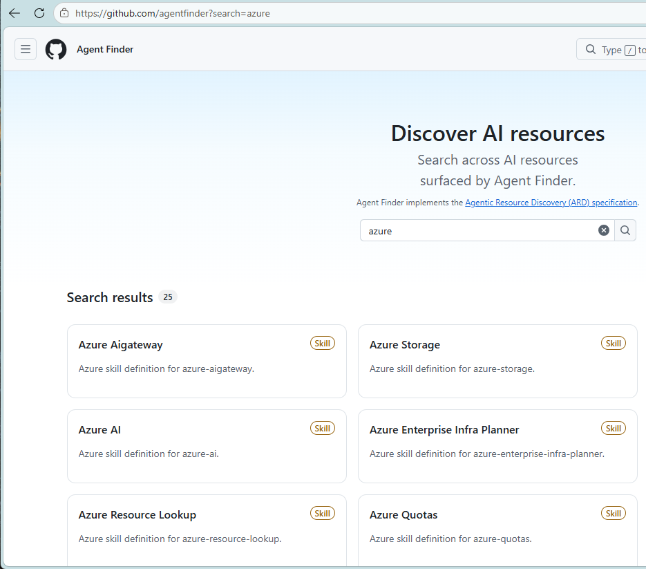 Agent Finder catalog