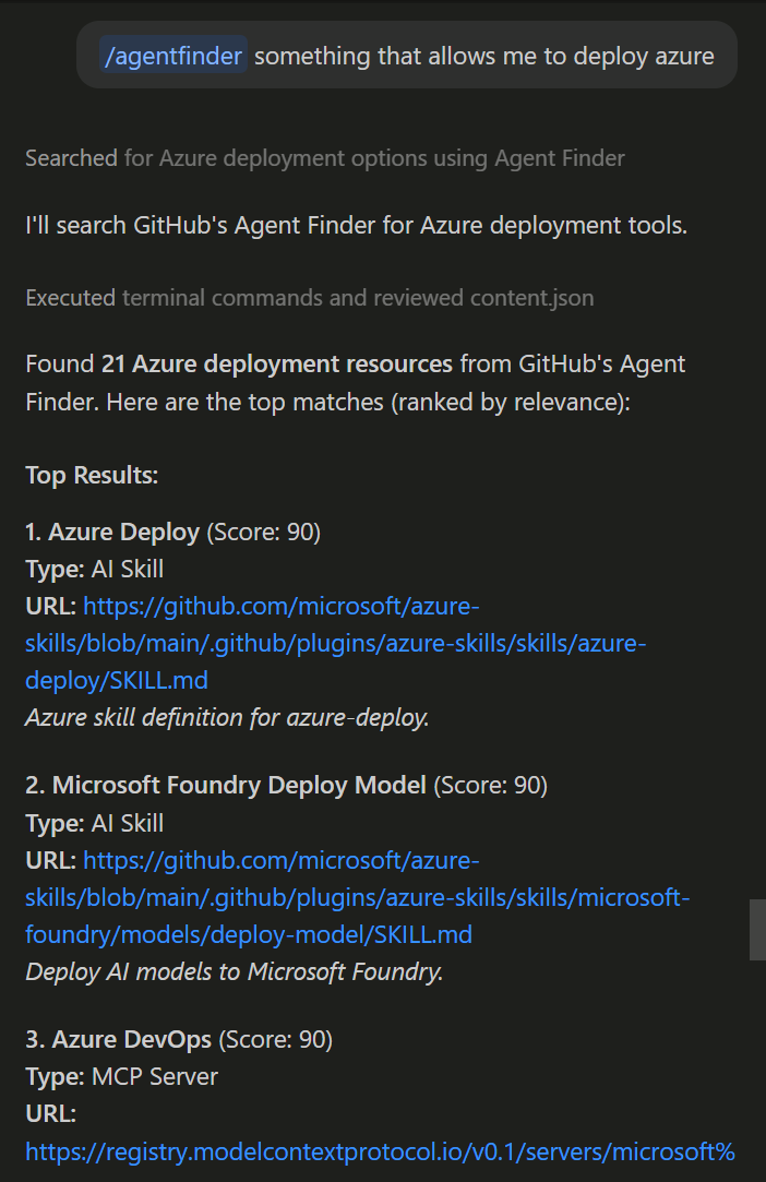 Agent finder search results