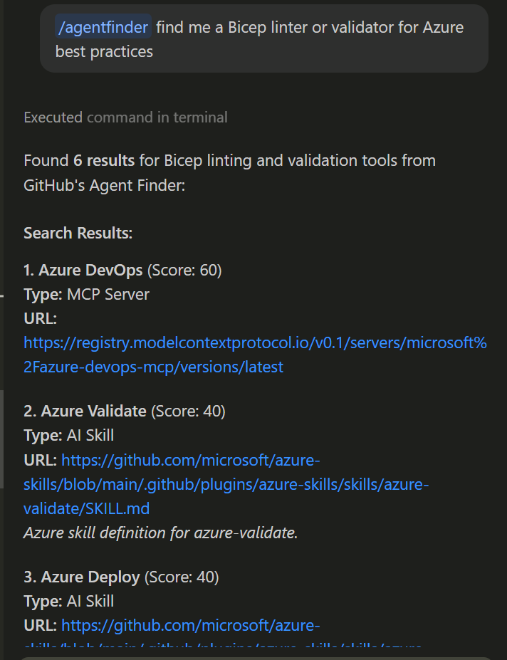 Agent finder results