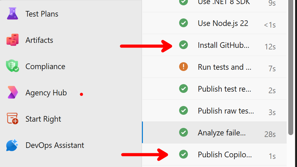 Azure Pipeline job running the Copilot review
