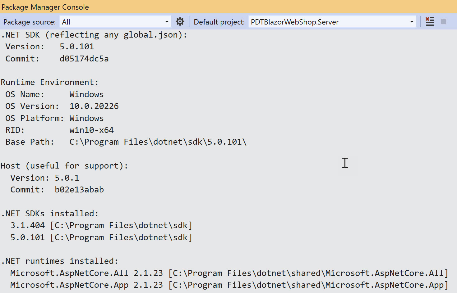 Dotnet version