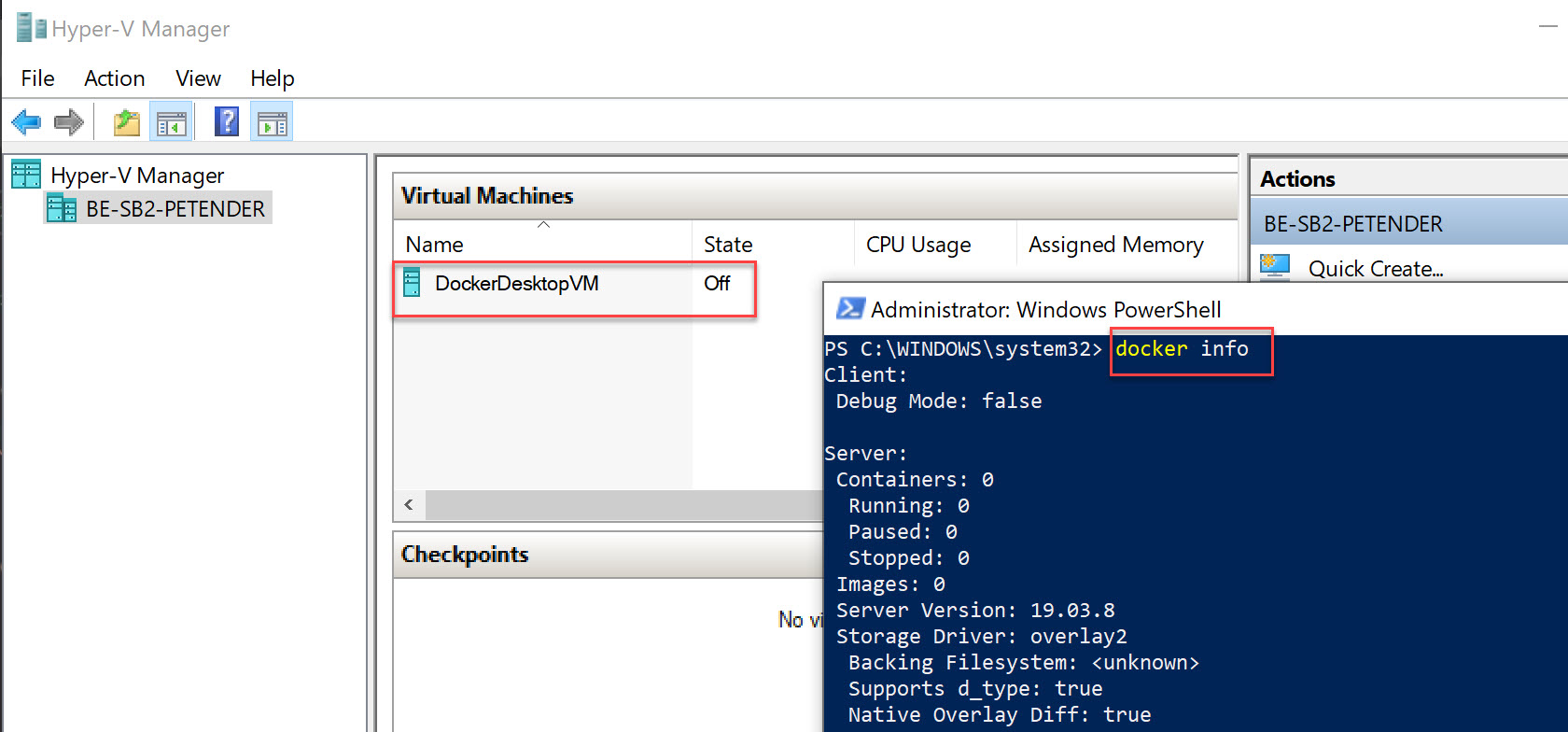 Docker info