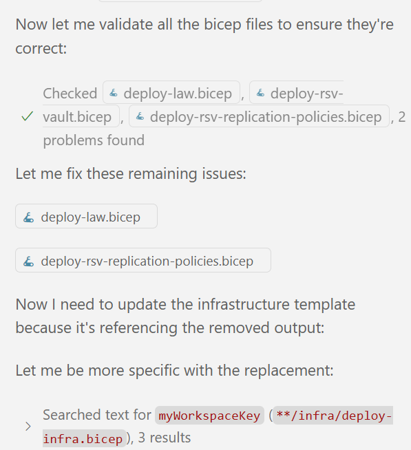 Agent Mode validating infra